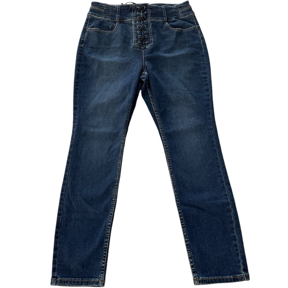 Free People Jeans Curvy Lovers Knot Lace Up Super-High-Rise Skinny Size 32